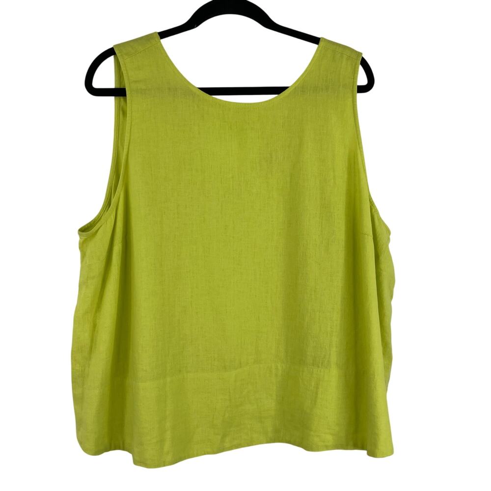 LOFT Lime Green Colorful Linen Sleeveless Blouse Women's XL Coastal Summer